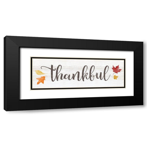 Thankful Leaves Black Modern Wood Framed Art Print with Double Matting by CAD Designs