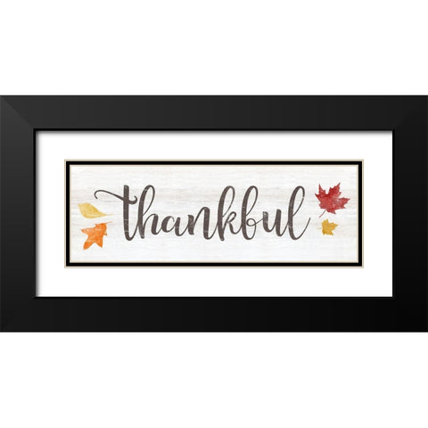 Thankful Leaves Black Modern Wood Framed Art Print with Double Matting by CAD Designs