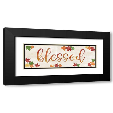 Blessed Leaves Black Modern Wood Framed Art Print with Double Matting by CAD Designs