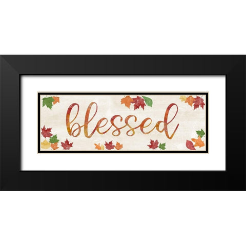 Blessed Leaves Black Modern Wood Framed Art Print with Double Matting by CAD Designs