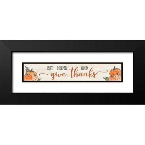 Eat Drink Thanks Black Modern Wood Framed Art Print with Double Matting by CAD Designs