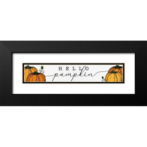 Hello Pumpkin Black Modern Wood Framed Art Print with Double Matting by CAD Designs