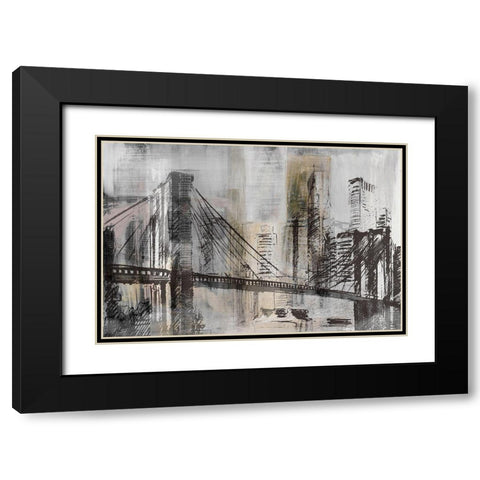 Brooklyn Bridge Twilight Detail Black Modern Wood Framed Art Print with Double Matting by Jill, Susan