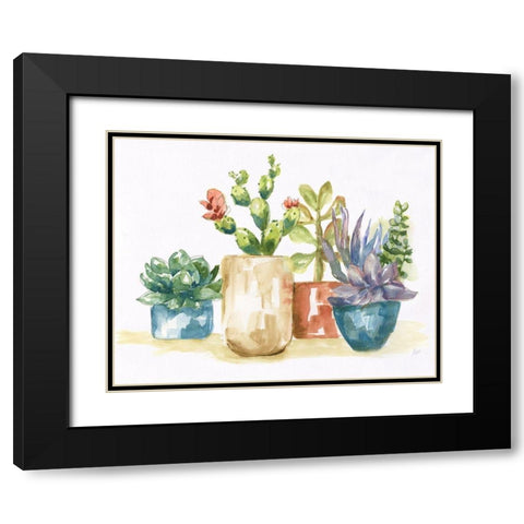 Summer Succulents I Black Modern Wood Framed Art Print with Double Matting by Nan