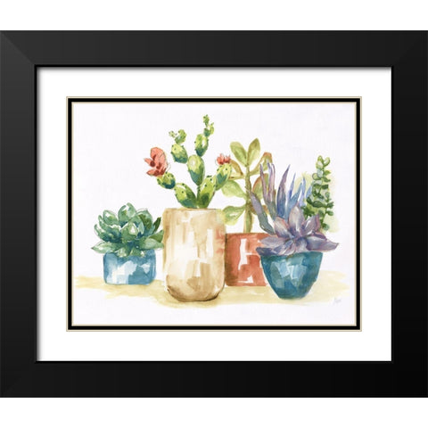 Summer Succulents I Black Modern Wood Framed Art Print with Double Matting by Nan