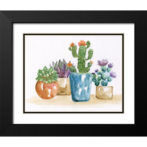 Summer Succulents II Black Modern Wood Framed Art Print with Double Matting by Nan