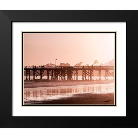 Pier at Sunset Black Modern Wood Framed Art Print with Double Matting by Jones, Alison