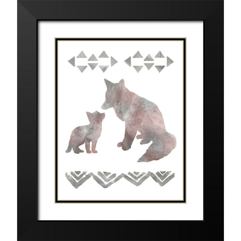 Little Lady Den Foxes Black Modern Wood Framed Art Print with Double Matting by Robinson, Carol