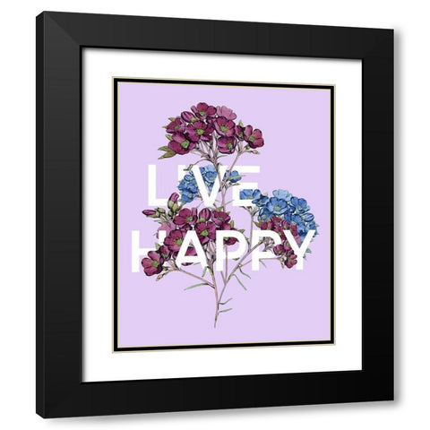 Live Happy Black Modern Wood Framed Art Print with Double Matting by Donovan, Kelly