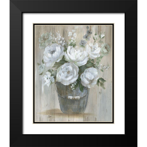 Wild Roses Black Modern Wood Framed Art Print with Double Matting by Nan