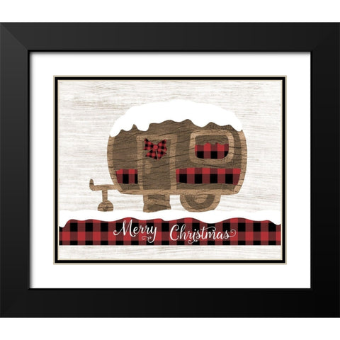 Christmas Camper Black Modern Wood Framed Art Print with Double Matting by CAD Designs