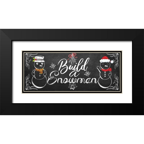 Build a Snowman Black Modern Wood Framed Art Print with Double Matting by Santiago, Daniela