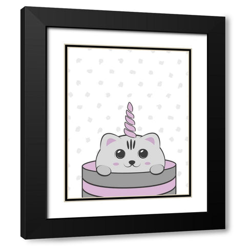 Caticorn I Black Modern Wood Framed Art Print with Double Matting by Murray, Amanda