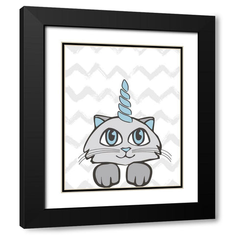 Caticorn II Black Modern Wood Framed Art Print with Double Matting by Murray, Amanda