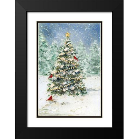 Cardinals and Christmas Black Modern Wood Framed Art Print with Double Matting by Swatland, Sally