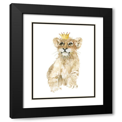 Savannah Lion Cub Black Modern Wood Framed Art Print with Double Matting by Robinson, Carol