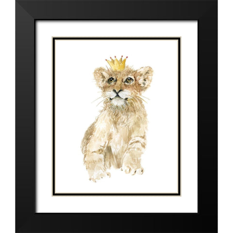 Savannah Lion Cub Black Modern Wood Framed Art Print with Double Matting by Robinson, Carol