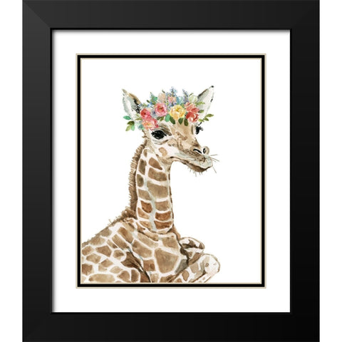 Savannah Giraffe Black Modern Wood Framed Art Print with Double Matting by Robinson, Carol