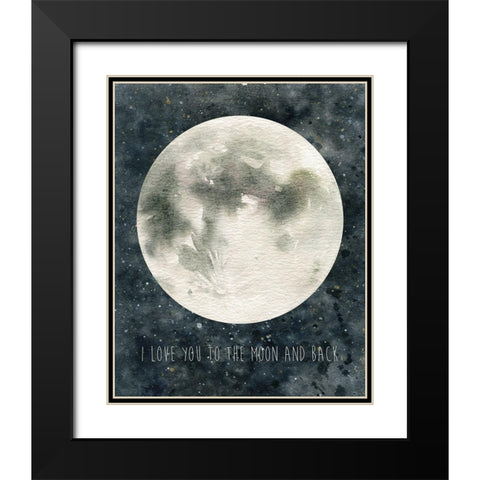 Moon Love Black Modern Wood Framed Art Print with Double Matting by Robinson, Carol