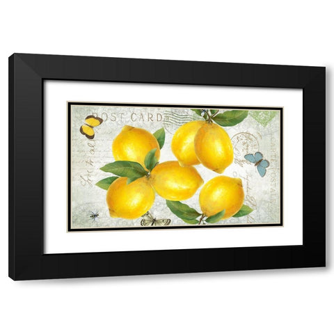 Postcard Lemons Black Modern Wood Framed Art Print with Double Matting by Donovan, Kelly