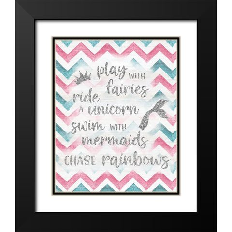 Fairies Unicorns Mermaids Black Modern Wood Framed Art Print with Double Matting by Carpentieri, Natalie