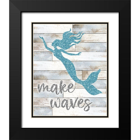 Make Waves Black Modern Wood Framed Art Print with Double Matting by Carpentieri, Natalie