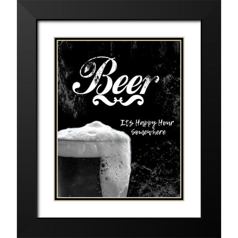 Beer Black Modern Wood Framed Art Print with Double Matting by CAD Designs