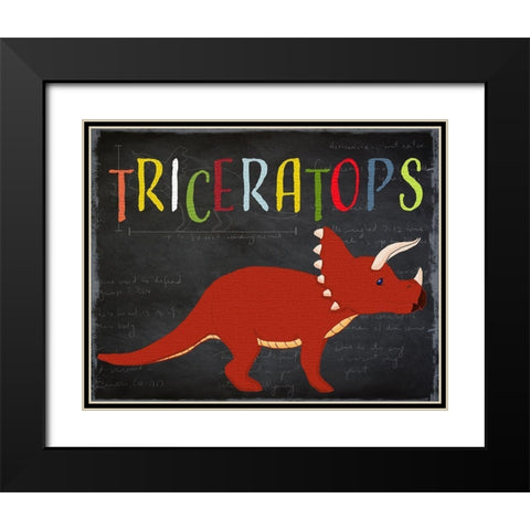 Triceratops Black Modern Wood Framed Art Print with Double Matting by Santiago, Daniela