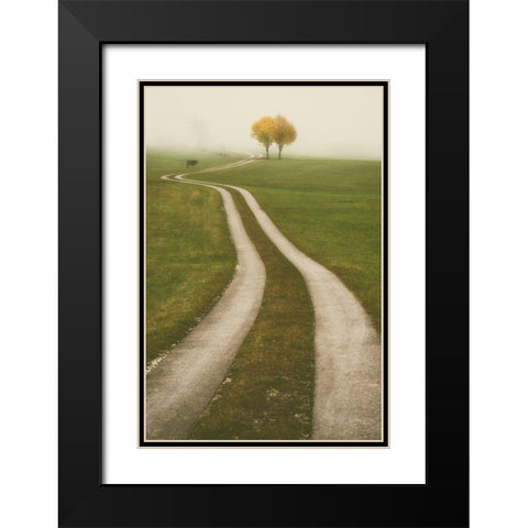 Winding Path Black Modern Wood Framed Art Print with Double Matting by Van de Goor, Lars