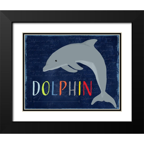 Dolphin Black Modern Wood Framed Art Print with Double Matting by Santiago, Daniela