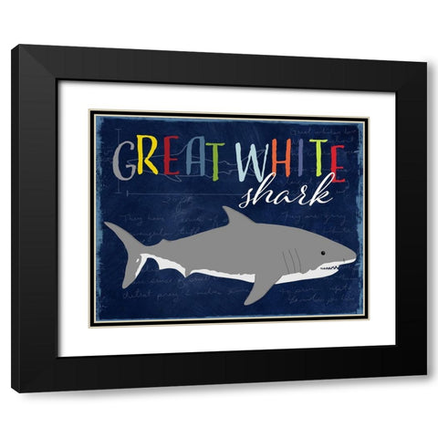 Great White Shark Black Modern Wood Framed Art Print with Double Matting by Santiago, Daniela
