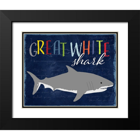 Great White Shark Black Modern Wood Framed Art Print with Double Matting by Santiago, Daniela