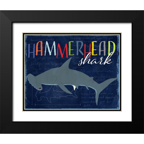 Hammerhead Shark Black Modern Wood Framed Art Print with Double Matting by Santiago, Daniela