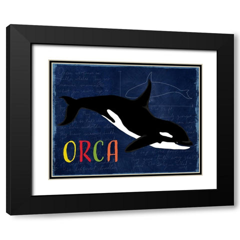 Orca Black Modern Wood Framed Art Print with Double Matting by Santiago, Daniela