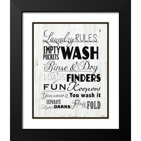 Laundry Rules Black Modern Wood Framed Art Print with Double Matting by Santiago, Daniela