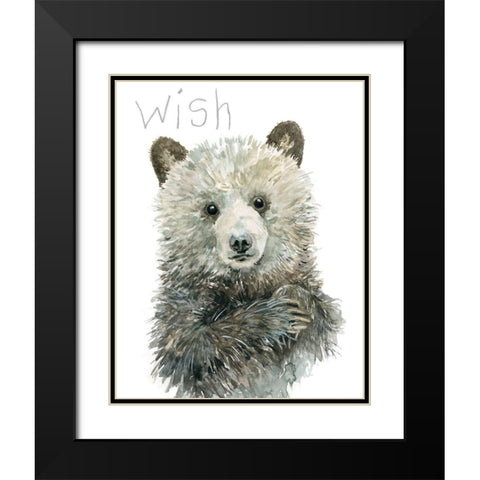 Forest Fur Baby Bear Black Modern Wood Framed Art Print with Double Matting by Robinson, Carol