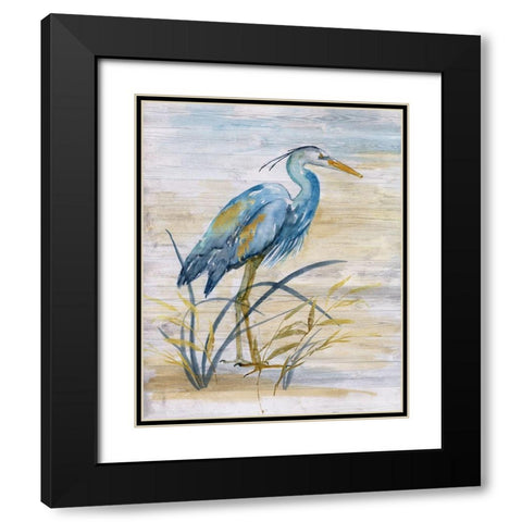 Blue Heron I Black Modern Wood Framed Art Print with Double Matting by Nan