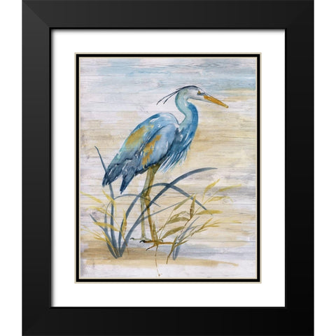 Blue Heron I Black Modern Wood Framed Art Print with Double Matting by Nan