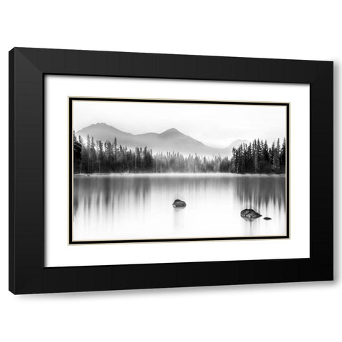 Mountain Reflection Black Modern Wood Framed Art Print with Double Matting by Paulson, Don