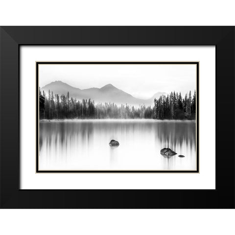 Mountain Reflection Black Modern Wood Framed Art Print with Double Matting by Paulson, Don