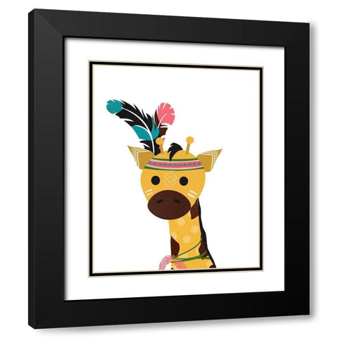 Boho Giraffe Black Modern Wood Framed Art Print with Double Matting by Santiago, Daniela
