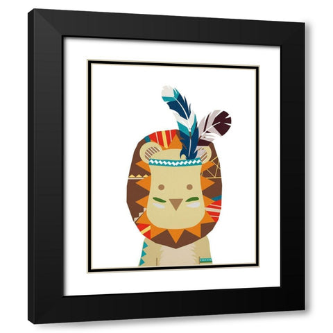 Boho Lion Black Modern Wood Framed Art Print with Double Matting by Santiago, Daniela