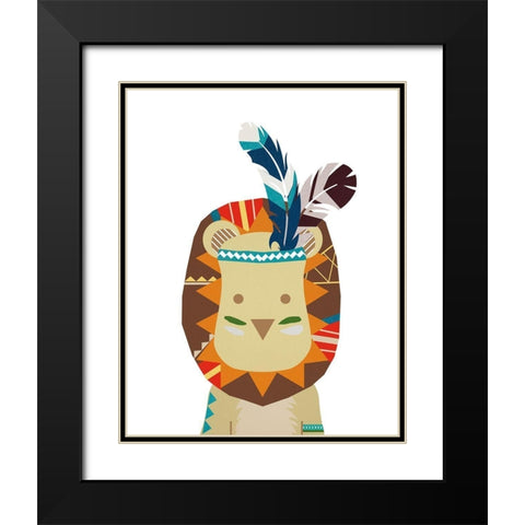 Boho Lion Black Modern Wood Framed Art Print with Double Matting by Santiago, Daniela