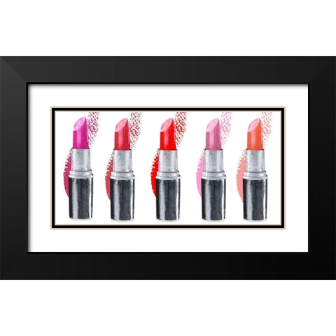 Lipstick Row Black Modern Wood Framed Art Print with Double Matting by Jill, Susan