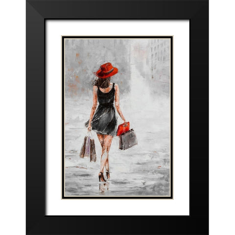 City Shopping I Black Modern Wood Framed Art Print with Double Matting by Kowalik, Jolanta