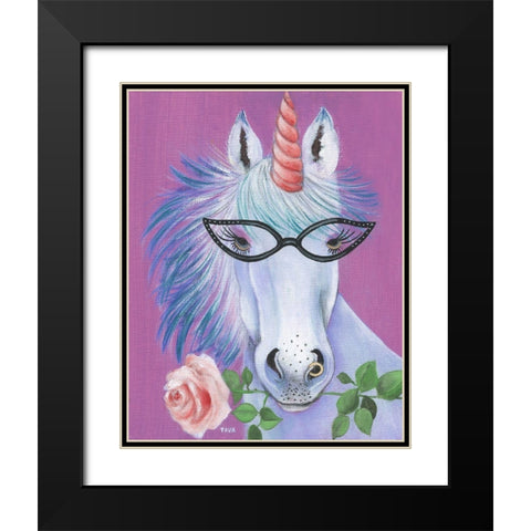 Unicorn III Black Modern Wood Framed Art Print with Double Matting by Tava Studios