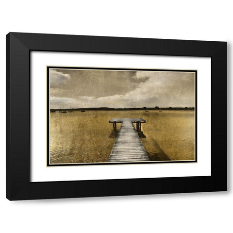 Golden Pier Black Modern Wood Framed Art Print with Double Matting by Weisz, Irene