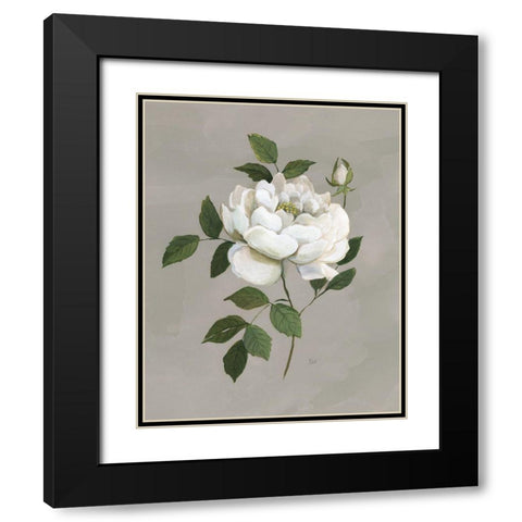 Botanical Rose Black Modern Wood Framed Art Print with Double Matting by Nan