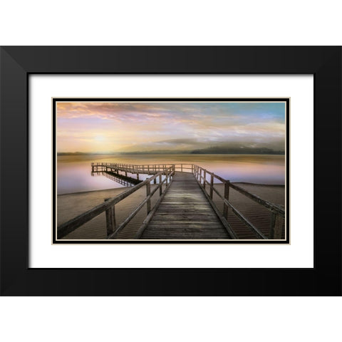 Morning on the Lake Black Modern Wood Framed Art Print with Double Matting by Calascibetta, Mike