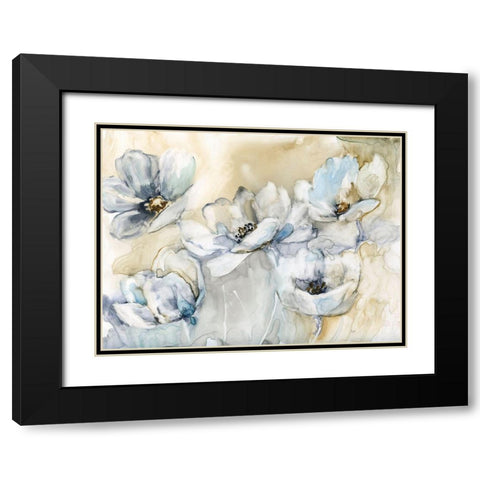 Soft Blooms Black Modern Wood Framed Art Print with Double Matting by Nan